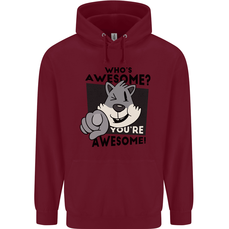 Who's Awesome You're Awesome Funny Mens 80% Cotton Hoodie Maroon