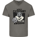Who's Awesome You're Awesome Funny Mens V-Neck Cotton T-Shirt Charcoal