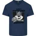 Who's Awesome You're Awesome Funny Mens V-Neck Cotton T-Shirt Navy Blue