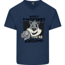 Who's Awesome You're Awesome Funny Mens V-Neck Cotton T-Shirt Navy Blue
