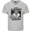 Who's Awesome You're Awesome Funny Mens V-Neck Cotton T-Shirt Sports Grey