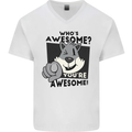 Who's Awesome You're Awesome Funny Mens V-Neck Cotton T-Shirt White