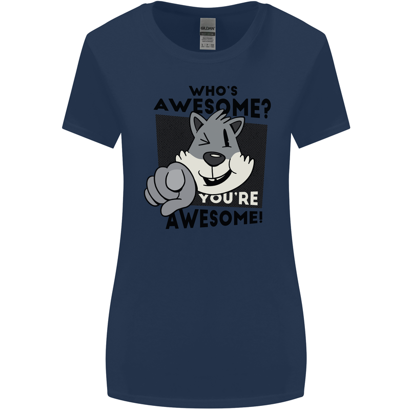 Who's Awesome You're Awesome Funny Womens Wider Cut T-Shirt Navy Blue