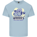Whoos the Best Dad Funny Fathers Day Owl Mens Cotton T-Shirt Tee Top Light Blue