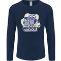 Whoos the Best Dad Funny Fathers Day Owl Mens Long Sleeve T-Shirt Navy Blue