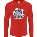 Whoos the Best Dad Funny Fathers Day Owl Mens Long Sleeve T-Shirt Red