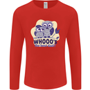 Whoos the Best Dad Funny Fathers Day Owl Mens Long Sleeve T-Shirt Red