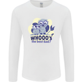 Whoos the Best Dad Funny Fathers Day Owl Mens Long Sleeve T-Shirt White