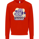 Whoos the Best Dad Funny Fathers Day Owl Mens Sweatshirt Jumper Bright Red