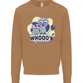 Whoos the Best Dad Funny Fathers Day Owl Mens Sweatshirt Jumper Caramel Latte