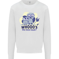 Whoos the Best Dad Funny Fathers Day Owl Mens Sweatshirt Jumper White