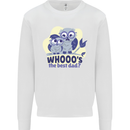 Whoos the Best Dad Funny Fathers Day Owl Mens Sweatshirt Jumper White