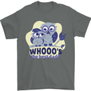 Whoos the Best Dad Funny Fathers Day Owl Mens T-Shirt Cotton Gildan Charcoal