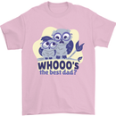 Whoos the Best Dad Funny Fathers Day Owl Mens T-Shirt Cotton Gildan Light Pink