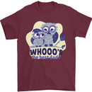 Whoos the Best Dad Funny Fathers Day Owl Mens T-Shirt Cotton Gildan Maroon