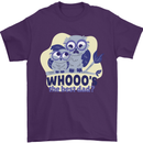 Whoos the Best Dad Funny Fathers Day Owl Mens T-Shirt Cotton Gildan Purple