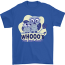 Whoos the Best Dad Funny Fathers Day Owl Mens T-Shirt Cotton Gildan Royal Blue