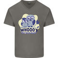 Whoos the Best Dad Funny Fathers Day Owl Mens V-Neck Cotton T-Shirt Charcoal