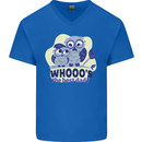 Whoos the Best Dad Funny Fathers Day Owl Mens V-Neck Cotton T-Shirt Royal Blue