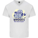 Whoos the Best Dad Funny Fathers Day Owl Mens V-Neck Cotton T-Shirt White