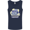 Whoos the Best Dad Funny Fathers Day Owl Mens Vest Tank Top Navy Blue