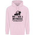 Why I Ride a Motorbike Motorcycle Biker Childrens Kids Hoodie Light Pink