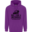 Why I Ride a Motorbike Motorcycle Biker Childrens Kids Hoodie Purple