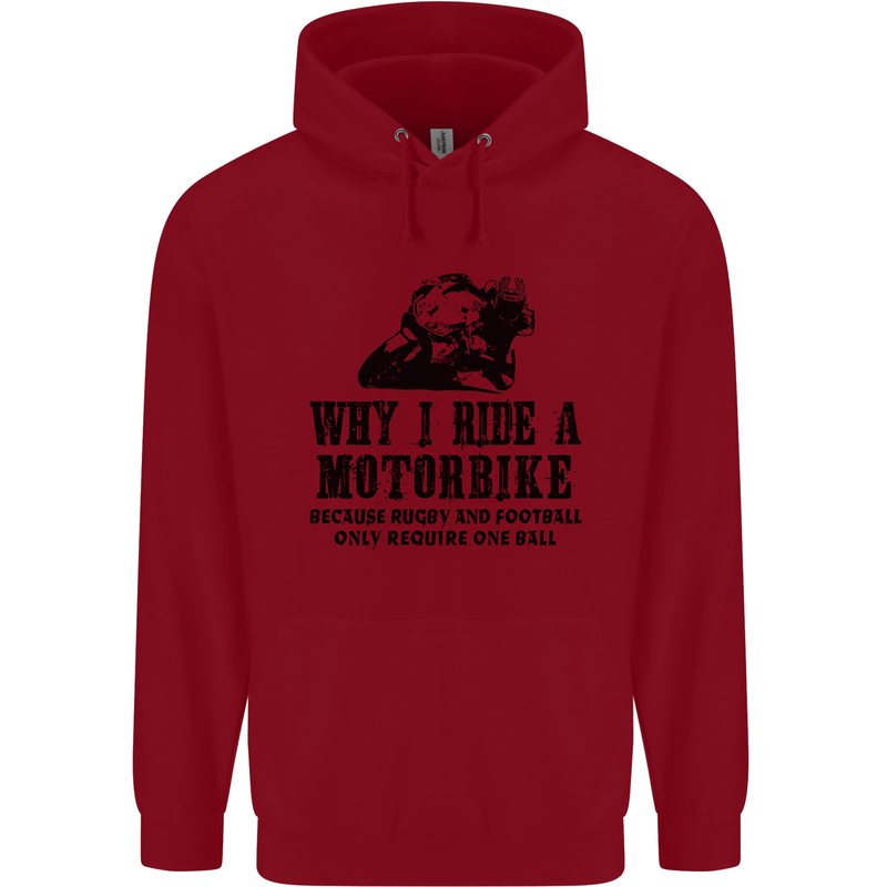Why I Ride a Motorbike Motorcycle Biker Childrens Kids Hoodie Red