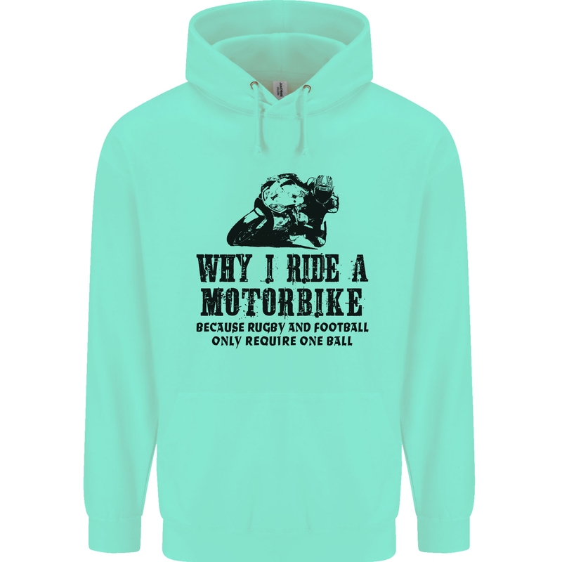 Why I Ride a Motorbike Motorcycle Biker Mens 80% Cotton Hoodie Peppermint