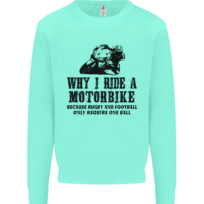 Why I Ride a Motorbike Motorcycle Biker Mens Sweatshirt Jumper Peppermint