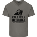 Why I Ride a Motorbike Motorcycle Biker Mens V-Neck Cotton T-Shirt Charcoal