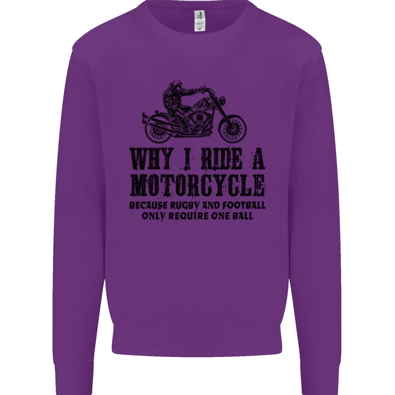 Why I Ride a Motorcycle Biker Funny Bike Mens Sweatshirt Jumper Purple
