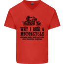 Why I Ride a Motorcycle Biker Funny Bike Mens V-Neck Cotton T-Shirt Red