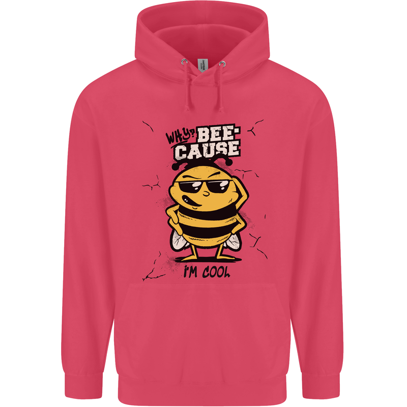 Why? Bee-Cause I'm Cool Funny Bee Childrens Kids Hoodie Heliconia