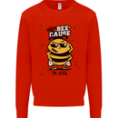 Why? Bee-Cause I'm Cool Funny Bee Kids Sweatshirt Jumper Bright Red