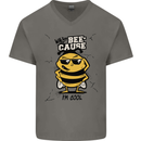 Why? Bee-Cause I'm Cool Funny Bee Mens V-Neck Cotton T-Shirt Charcoal