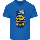 Why? Bee-Cause I'm Cool Funny Bee Mens V-Neck Cotton T-Shirt Royal Blue