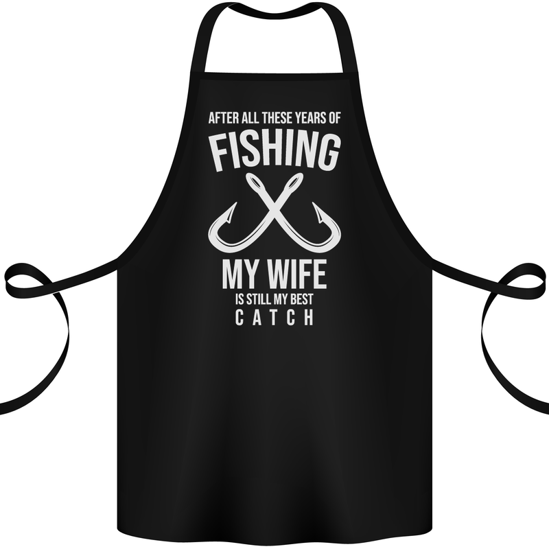 Wife Best Catch Funny Fishing Fisherman Cotton Apron 100% Organic Black