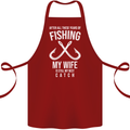 Wife Best Catch Funny Fishing Fisherman Cotton Apron 100% Organic Maroon