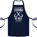 Wife Best Catch Funny Fishing Fisherman Cotton Apron 100% Organic Navy Blue