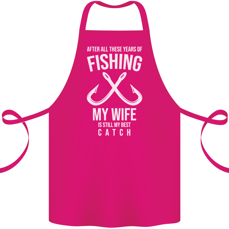 Wife Best Catch Funny Fishing Fisherman Cotton Apron 100% Organic Pink