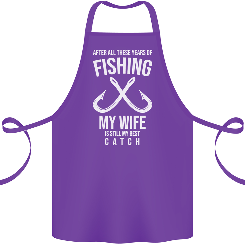 Wife Best Catch Funny Fishing Fisherman Cotton Apron 100% Organic Purple