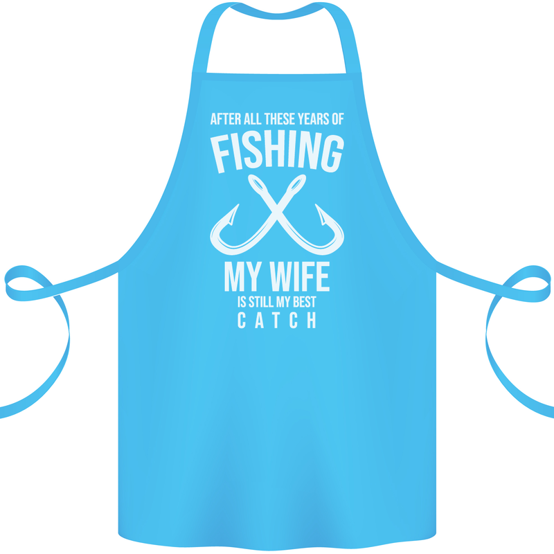 Wife Best Catch Funny Fishing Fisherman Cotton Apron 100% Organic Turquoise