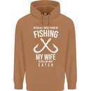 Wife Best Catch Funny Fishing Fisherman Mens 80% Cotton Hoodie Caramel Latte