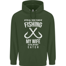Wife Best Catch Funny Fishing Fisherman Mens 80% Cotton Hoodie Forest Green