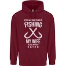 Wife Best Catch Funny Fishing Fisherman Mens 80% Cotton Hoodie Maroon