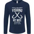 Wife Best Catch Funny Fishing Fisherman Mens Long Sleeve T-Shirt Navy Blue