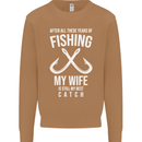 Wife Best Catch Funny Fishing Fisherman Mens Sweatshirt Jumper Caramel Latte