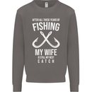 Wife Best Catch Funny Fishing Fisherman Mens Sweatshirt Jumper Charcoal