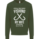 Wife Best Catch Funny Fishing Fisherman Mens Sweatshirt Jumper Forest Green